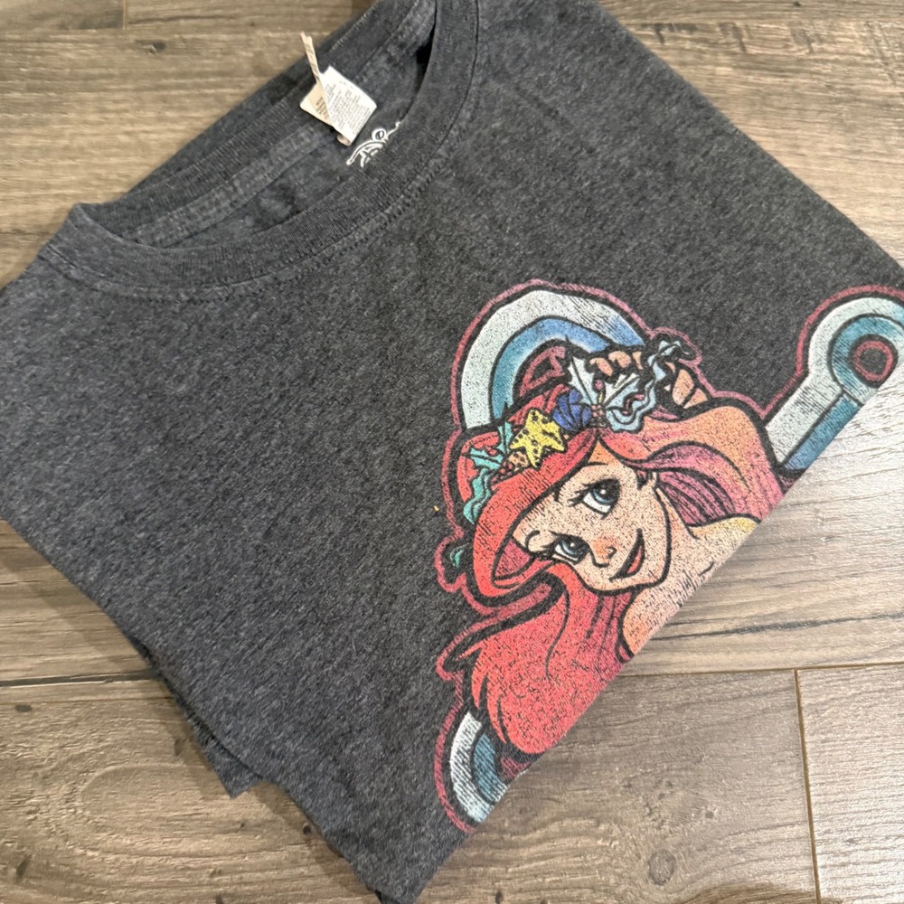 Disney The Little Mermaid Ariel Anchor Graphic Tee Charcoal Gray Large
